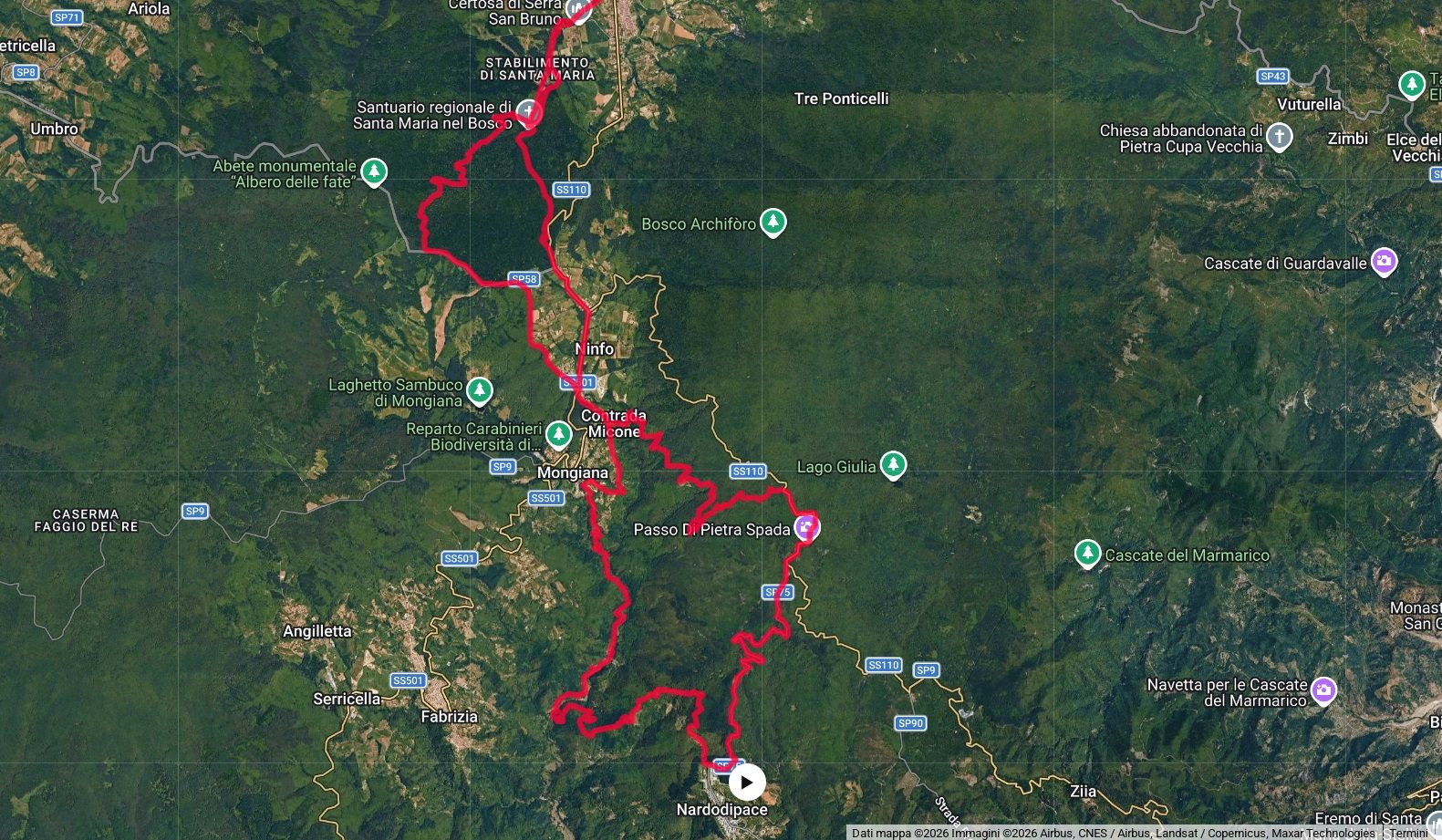 Mappa del percorso MTB Allaro – Nardodipace