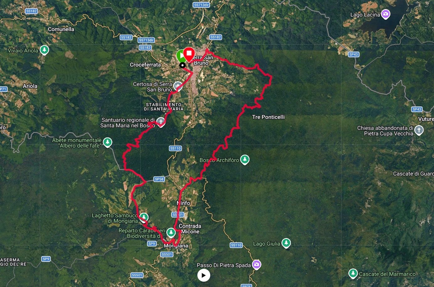 Mappa del percorso MTB Archiforo