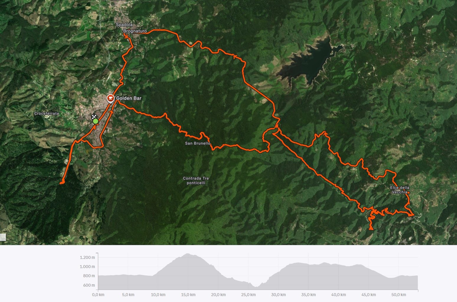 Mappa del percorso MTB Cascate Bocca d’Assi – Elce della Vecchia